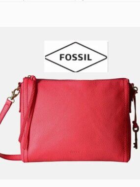 Fossil Emma Crossbody Handbag Neon Red PINK